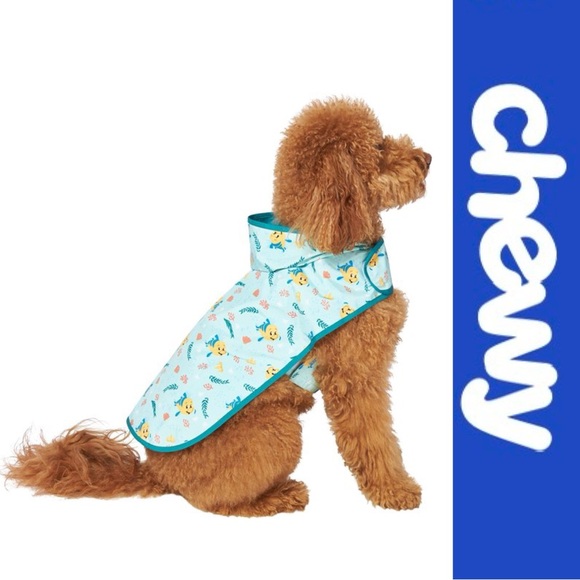 Disney X Chewy | Lightweight Flounder Print Dog & Cat Raincoat | Size Large - Picture 1 of 11